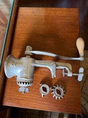 Universal Vintage Cast Iron Hand Grinder / Mincer - Silver with Wood Handle